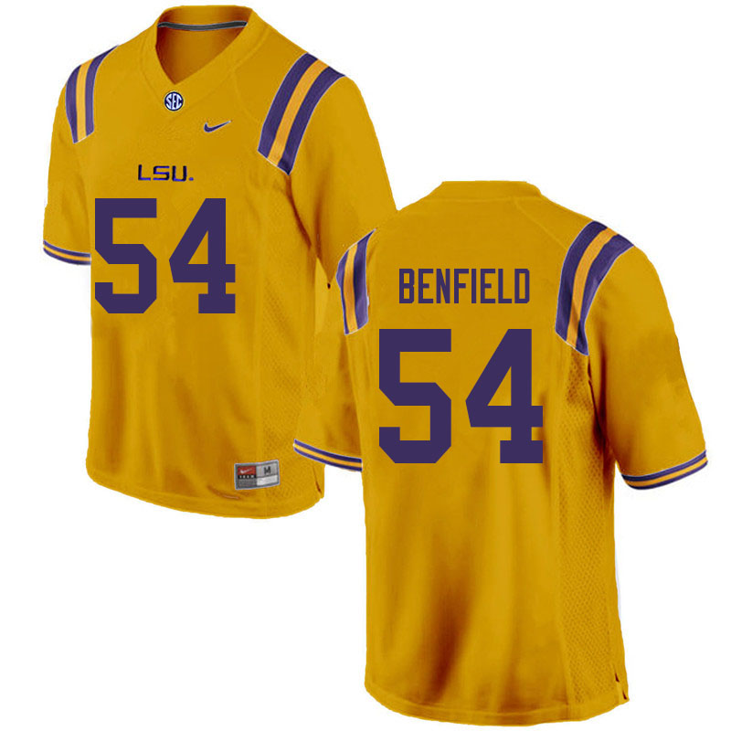 Men #54 Aaron Benfield LSU Tigers College Football Jerseys Sale-Gold